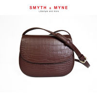 SMYTH&amp;MYNE LISA BAG กระเป๋าสะพายข้างหนังวัวอัดลายจระเข้ สีน้ำตาลช้อคโกแลต