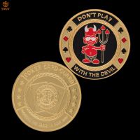 Texas Poker Guard Card "Dont Play With The Devil" Button Casino Token Challenge Coin Gold Plated Poker Guard Souvenir Gift