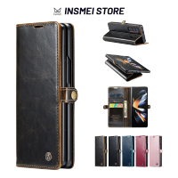 เคสสมาร์ทโฟนพับได้สำหรับ Samsung Galaxy Z Fold 4 5G พร้อมช่องเสียบการ์ดเต็มรูปแบบเคสหนังเคสหนังเคสหนังแม่เหล็ก (กาแฟ)