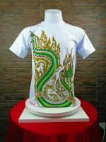 เสื้อยืดลายไทย ลายพญานาค3เศียร ลายสวย ใส่สบาย ผ้าคอตตอน 100% ใส่ได้ทั้งผู้ชายและผู้หญิง #เสื้อใส่ไปทำบุญ #เสื้อเที่ยว #เสื้อแก๊ง