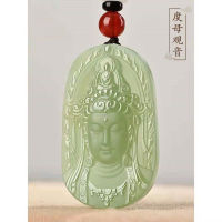 Natural Hotan Jade Green Tara pendant Xinjiang jade Duoluo Guanyin pendant mens and womens jade pendant necklace jade plate jade ware D3PK D3PK