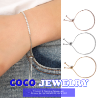 COCOJEWELRY สร้อยข้อมือพลอยเทียมแบบเรียบง่ายสำหรับผู้หญิงปรับได้สีโรสโกลด์/ เงินเสน่ห์เครื่องประดับของขวัญ