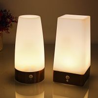 LED Bedside Lamp Motion Sensor Night Light Wireless Table Lamp Indoor Desk Light Battery Powered Bedroom Decor Nightlight