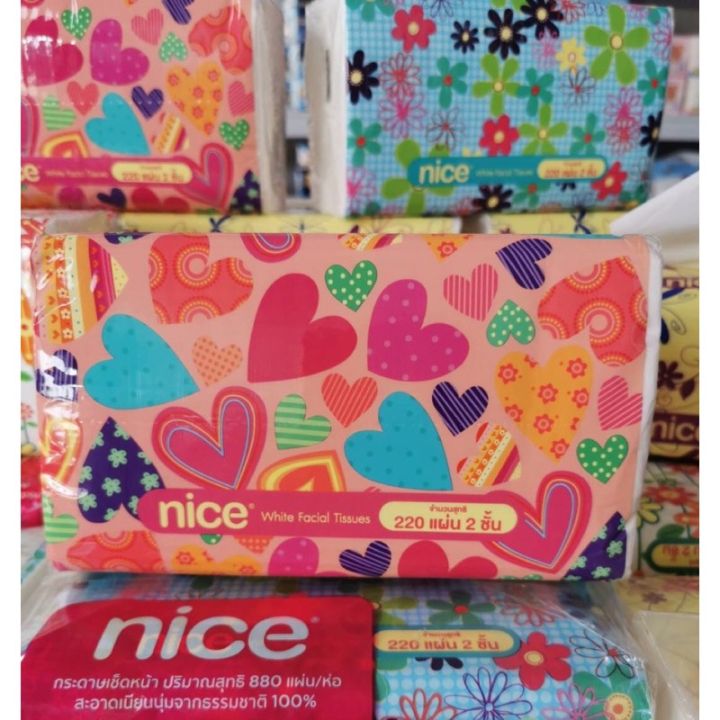 ์nice-ไนซ์-ซอฟท์แพ็ค-กระดาษเช็ดหน้า-กระดาษทิชชู่-nice-soft-1แพค-4ห่อ-ห่อละ-220-แผ่น