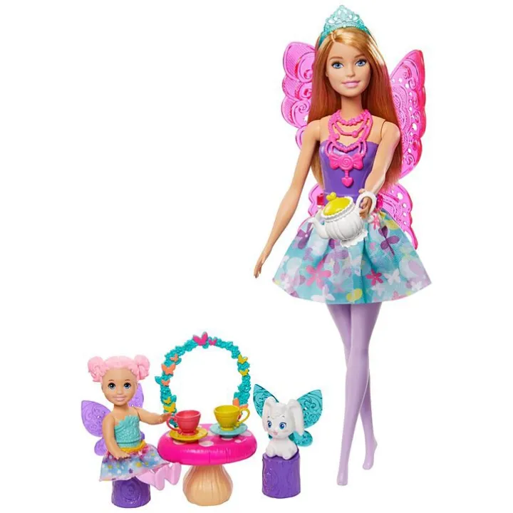 barbie-dreamtopia-fantasy-story-tea-party-amp-fairy-doll-ชุดอุปกรณ์เสริม-2-สไตล์-2020-ใหม่ล่าสุดจากบาบี้-gjk49