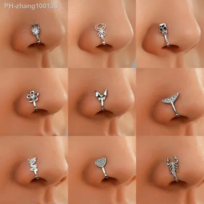 Rabbit Spider Butterfly Animal Nose Clip Ring Fake Septum Piering Body Jewelry Non Perforation Nose Ring Stud 2023