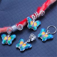 TYYTHYTY 2pcs/set โลหะผสมอัลลอยด์ แหวนถักผมผีเสื้อ Cloisonne สีฟ้าสีฟ้า ลูกปัดเดรดล็อค เครื่องมือจัดแต่งทรงผม เครื่องรางที่มีเสน่ห์ ลูกปัดถักผม ผู้หญิง/เด็กผู้หญิง/เด็ก