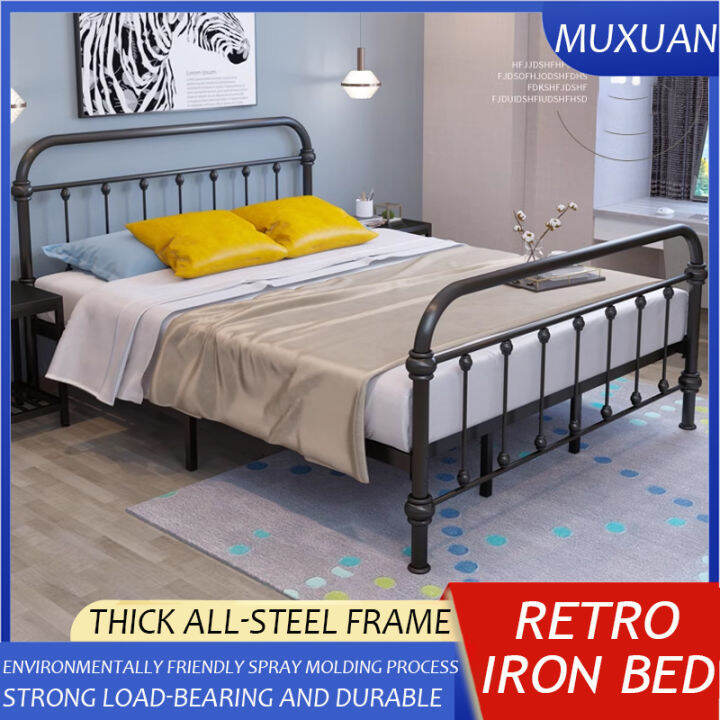 Iron bed bed frame double steel bed frame simple iron frame bed black