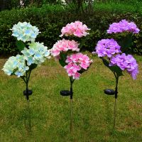 LED Solar Rose Hydrangea Garden Lamp Outdoor Light Lily Garden Flower Lamp Solar Power Yard Patio Lawn Path Wedding Lights