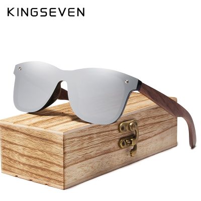♧☏ KINGSEVEN Fashion Men Sunglasses Polarized Walnut Wood Mirror UV400 Lens Sun Glasses Women Brand Design Colorful Shades Handmade