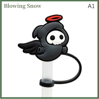 Blowing หลอดซิลิโคนลายฮาโลวีนรูปผีหัวกะโหลกนำกลับมาใช้ใหม่ได้หมวกฟางสำหรับตกแต่งงานปาร์ตี้รูปตัวการ์ตูนน่ารัก