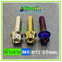 น็อตสแตนเลส หัวเจาะดอกไม้ ขนาดเกลียว m6 ยาว 25 mm.