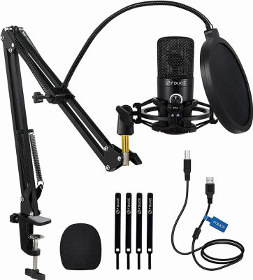 FDUCE USB Streaming Microphone Kit, Professional 192Khz/24bit Studio Mic with Arm Stand Advanced Chipset, PC Microphone for Singing, Gaming, Podcast, Zoom, Online-Teaching, YouTube, X9