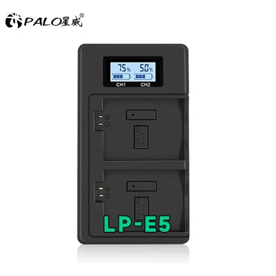 LP-E5-C LP-E5-C LP-E5 LP-E6 LP-E8 LP-E10 LP-E12 LP-E17แอลซีดี USB แท่นชาร์จสองหัวหน้าจอ LCD อัจฉริยะหน้าจอที่ชาร์จสำหรับแคนนอนกล้องแบตเตอรี่ J76