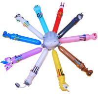 ปากกาหลากสีสำหรับนักเรียนพับเก็บได้10ปากกาสี0.5มม. ปากกาปากกาบอลพอยท์ Pulpen Warna Warni QGT6G0อุปกรณ์การเรียน