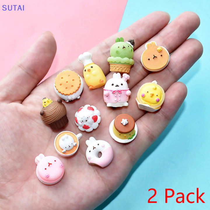 lowest-price-sutai-2ชิ้นเรซินผสมเค้กหลังแบน-cabochons-scrapbooking-เครื่องประดับ-diy-อุปกรณ์ตกแต่งงานฝีมือ