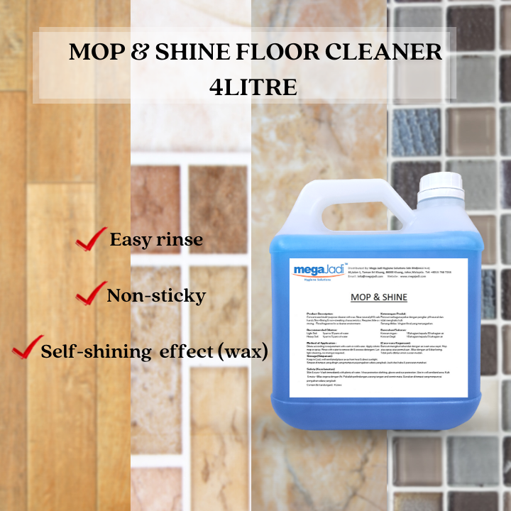 【4 Litre】Mop & Shine Floor Cleaner / Vinyl Floor Wax Cleaner /Sabun