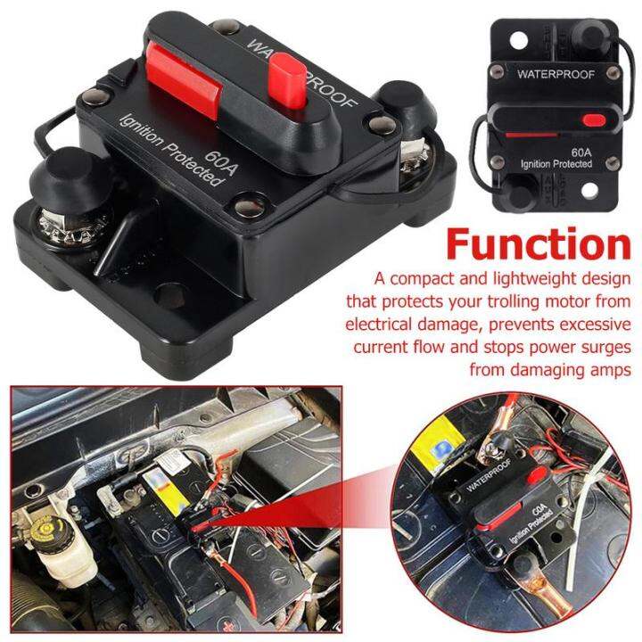 60amp Waterproof Car Audio Circuit Breaker with Manual Reset Dc1248v