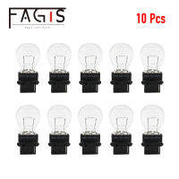 Fagis เปลี่ยนหลอดไฟฮาโลเจน T25 3157 12V 21W 1/5W รถยนต์แบบใสโคมไฟไฟเบรกสีเหลืองอำพัน10ชิ้น