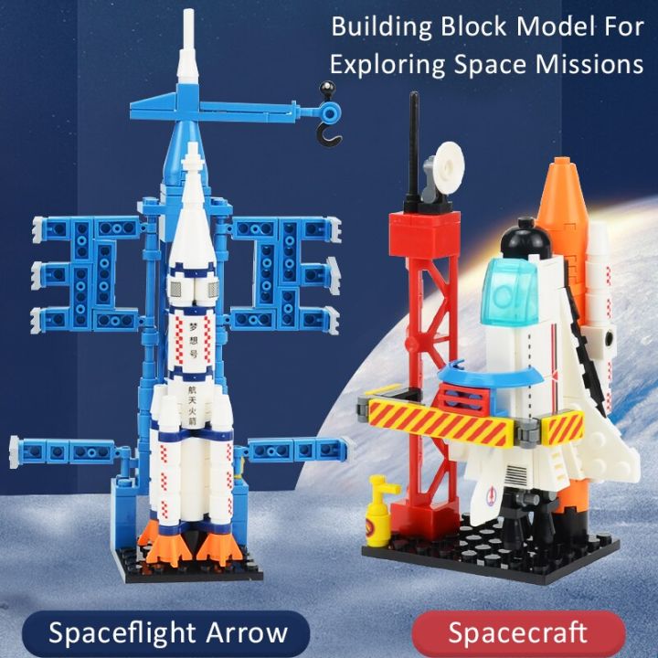 โมเดลอวกาศการบินกระสวยอวกาศจรวด-lah-ศูนย์กลางการก่อสร้างอาคารยานอวกาศของเล่นสร้างสรรค์สำหรับเด็ก