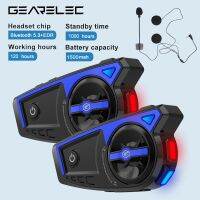 【LZ】✔  GEARELEC-Capacete Headset Auscultadores sem fios à prova dágua Voice Control Luz de advertência Redução Roise BT 5.3 EDR X6