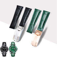 Pulseira De Couro Genuíno Para Rolex,สายนาฬิกา,ปลายแบน,Submariner, Daytona, GMT, Yacht-Master, Watch Band, Pulseira, Qualidade