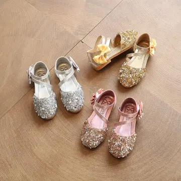 Girls silver deals flat shoes