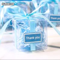 100 Pieces/lot Clear square PVC Birthday Gift Box Wedding Favor Holder Transparent Chocolate Candy Boxes 5x5x5cm Gift Wrapping  Bags