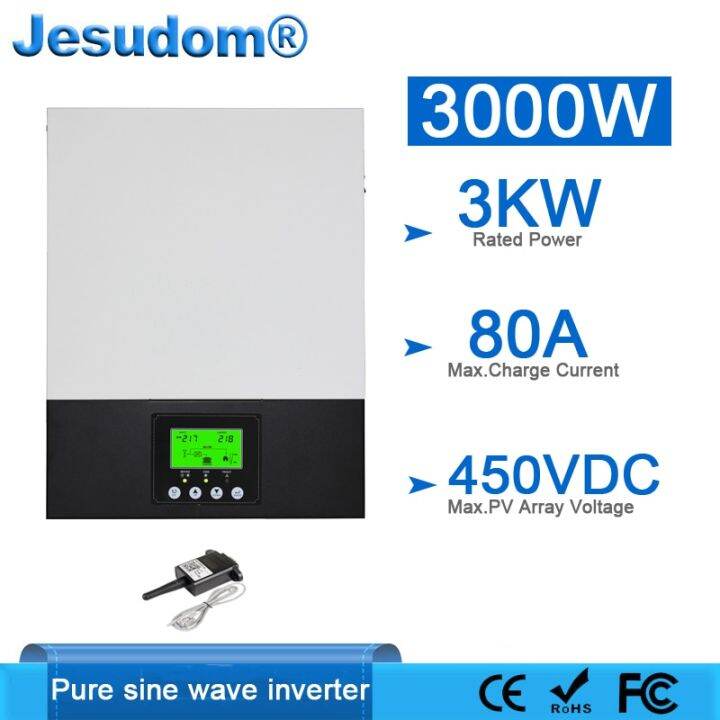 3000w Solar Inverter 24v 80a Mppt Solar Hybrid Inverter 220v On Off Grid Hybrid Inverter Pure 8852