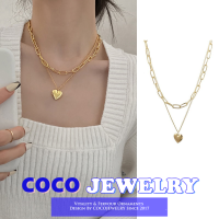 COCOJEWELRY สร้อยคอคู่สีทองผสมแบบแฟชั่นเกาหลี Ins Wind สร้อยคอโลหะติดกระดูกไหปลาร้าเครื่องประดับจี้สำหรับเด็กผู้หญิง