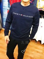 ❅♝ Tommy Hilfiger Tommy mens autumn and winter new handsome fashion embroidery Logo plus velvet round neck pullover sweater
