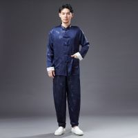 Chinese Traditional Men Martial Arts Kungfu Tai Chi Uniforms Sportswear Linen Sweatshirt+Pant Meditation Wushu Casual Set Outfit