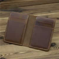 100% Genuine Leather Credit Card Holder Wallet Male Slim Wallet Small Bank ID Card Holders Men Retro Crazy Horse Leather Wallet Card Holders