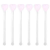 6pcs Transparent Glass Stirring Sticks Reusable Cocktail Fruit Juice Coffee Stirrers Heart Shaped Stir Sticks Rods