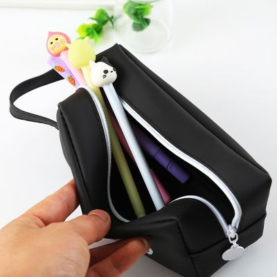 Korean Creative Printing Pencil Case Student Large Capacity Simple Pencil Box Jelly Stationery Pencil Bag