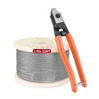 สายสแตนเลส T316 1/8 "50ม.,สายเครื่องบินสำหรับราวลูกกรงดาดฟ้าการก่อสร้าง7X7เส้นกันสนิมทนทาน650กก. มาพร้อมกับเครื่องตัดสายเคเบิล
