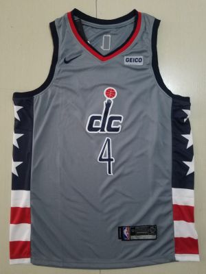 Ready Stock Top-Quality Mens 4 Russell Westbrook Washington Wizards 2020-21 Swingman Jersey - Gray