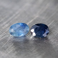 0.45 ct ไพลิน เผาเก่า (Heated Blue Sapphire) บางกะจะ ทรงไข่ 2 คู่