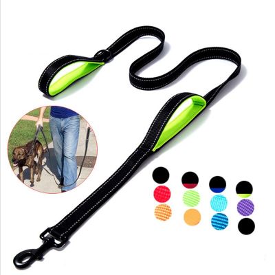 Big Dog Traction Belt Double Hand Traction Dog Traction Leash Large and Medium Dog Nylon Double Thickened Reflective Dog Rope Collars