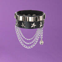 Punk Style คู่ Rivet Bracelet สร้อยข้อมือหนังรูปดาวที่ไม่ใช่หลัก Rock PU Leather Bracelet เครื่องประดับ KUS3