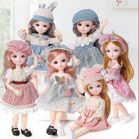 New 12 Inch 22 Movable Joints BJD Doll 31cm 16 Makeup Dress Up Cute Brown Blue Eyeball Dolls with Fashion Dress for Girls Toy