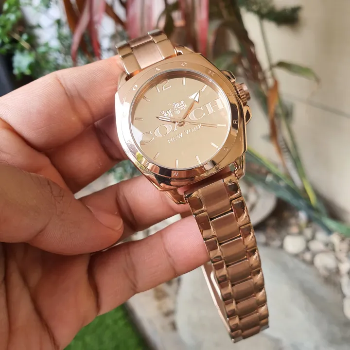 Guaranteed Coach Boyfriend 38mm Rose Gold Tone Stainless Steel Bracelet Watch 14502167 With 1 9235