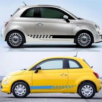 2PCS Car Hood Side Sticker Racing Sport Decor Vinyl Film Body Door Side Skirt Stripes Car Styling Accessories For Fiat 500