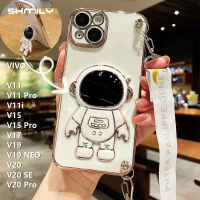 เคสโทรศัพท์ซิลิโคนไฟฟ้าชุบโลหะด้วยไฟฟ้ากันกระแทกสำหรับ VIVO V11 V11 Pro V17 V19เคสนิ่มใส่โทรศัพท์ V11i V15 V20 NEO V20 SE V20 Pro แฟชั่นสุดเท่เหมาะสำหรับนักบินอวกาศสุดเท่และเชือกห้อยยาวนาน