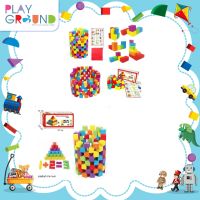 Playground ของเล่นไม้ ลูกบาศก์ 100 ชิ้น Early Childhood Education Building Blocks ของเล่นไม้ ของเล่นไม้เสริมพัฒนาการ ฝึกทักษะ เหมาะสำหรับเด็กอายุ 3 ปีขึ้นไป