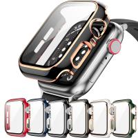 360ป้องกันหน้าจอแบบเต็มกันชนกรอบเคลือบกรณียากสำหรับ Apple Watch อัลตร้า38/40/41/42/44 // 45/49มิลลิเมตรปกฟิล์มกระจกนิรภัยสำหรับ Apple Watch 8/7/6/se/ 5/4/3/2/1