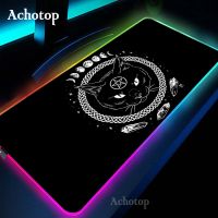 ✙◑♞ Witches Moon Tarot RGB Gaming Large Mouse Pad Gamer LED Computer Mousepad With Backlight Carpet For Keyboard Desk Mat Non-slip