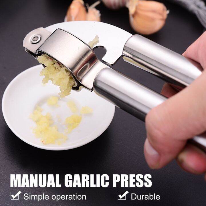 manual-garlic-press-stainless-steel-garlic-mincer-crusher-easy-to-clean-garlic-chopper-detachable-basket-kitchen-accessories