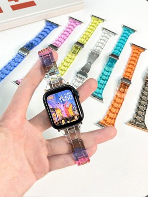Slim Resin Watch strap for apple watch series 8 7 6 SE 5 4 3 Ultra band 42mm 38mm steel for iwatch 44mm 40mm 41MM 45MM 49MM Straps