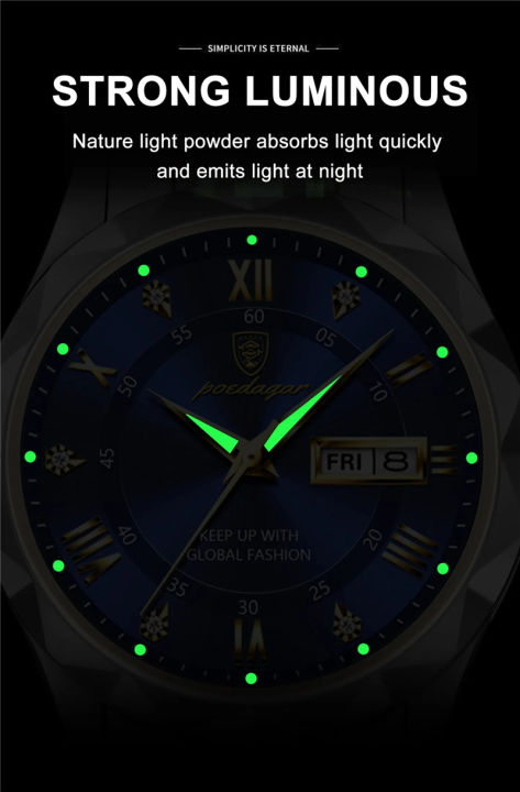 aylwbk-นาฬิกาข้อมือสำหรับผู้ชาย-poedagar-ของแท้นาฬิกาข้อมือผู้ชาย9931นาฬิกาสแตนเลสสติลคู่ปฏิทินควอตซ์นาฬิกาข้อมือผู้ชาย-pk-olevs